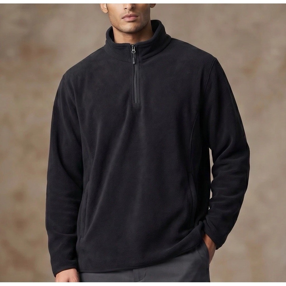 Amazon Essentials Jacket Mens 2XL Black Fleece Pullover Quarter Zip Pockets
